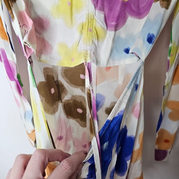 NWOT With Jean Hermana Viola Tricolor Long Sleeve Open Front Mini Dress XS - Picture 8 of 11